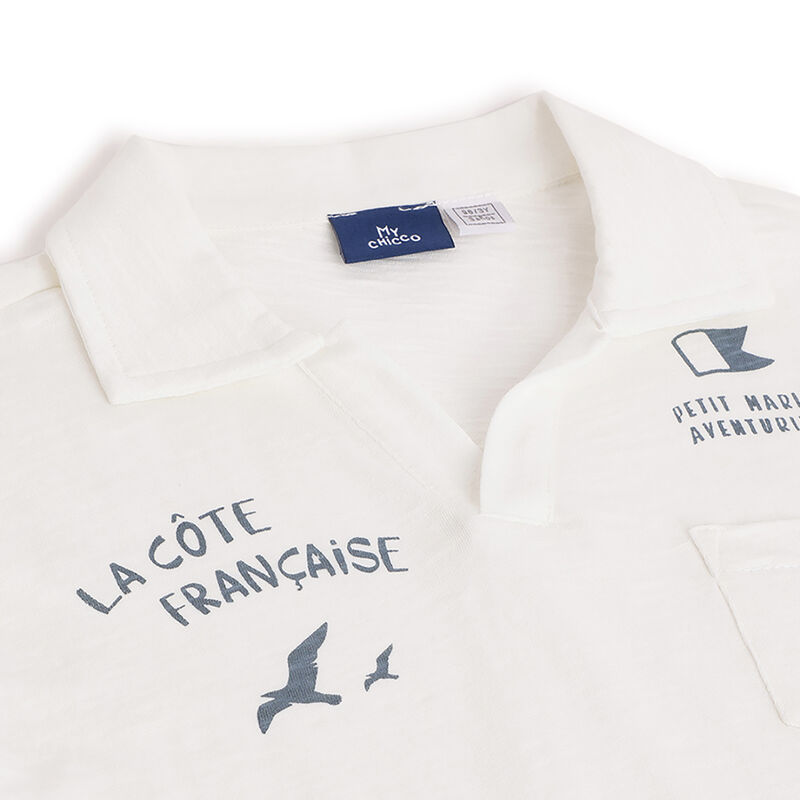 Boys White Printed Short Sleeve Polo image number 2